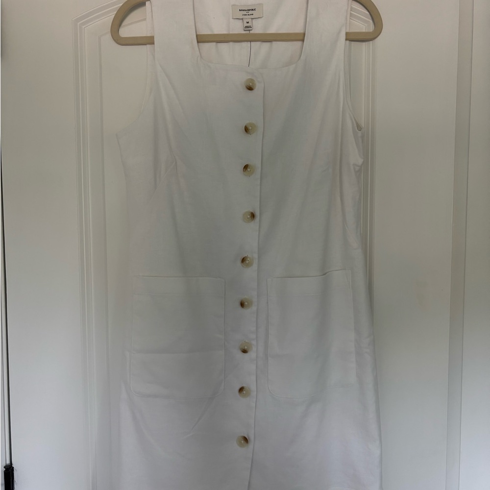 Banana Republic white linen blend shift dress - Picture 2 of 5